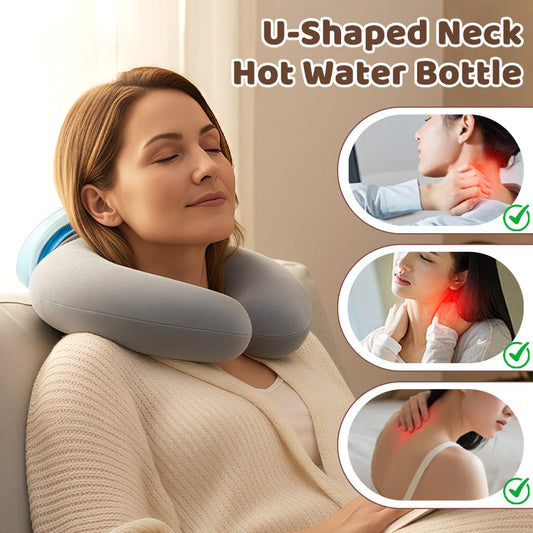 💆‍♀️🔥❄️ U-vormige Nek Warmwaterkruik – Ergonomische Steun, Koud/Warm Dubbelgebruik & Handvrij Comfort!