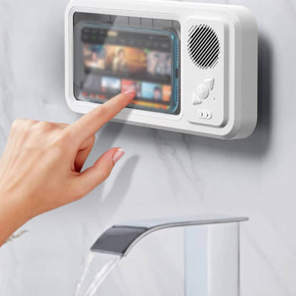 ❄️Zomerfresh 50% Korting!🔥Spatwaterdichte Telefoonhouder met Bluetooth-Speaker – Wandhouder voor Douche, Badkamer & Keuken