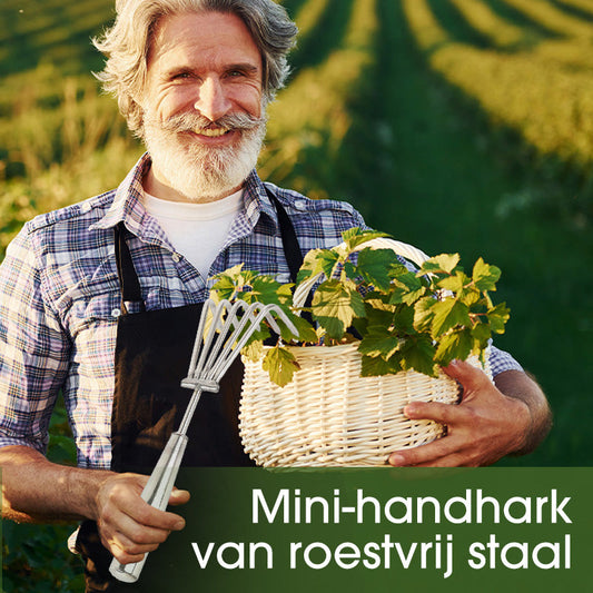 🌿🔧 Mini Handhark van Roestvrij Staal – Duurzame Constructie, Conische Scherpe Tanden & Veelzijdig voor Tuin/Strand!