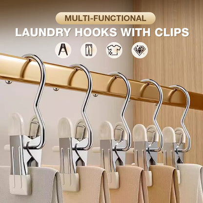 👔🧺 Multifunctionele Washaken met Clips – Sterke Klemkracht, Antislip Rubber & Duurzaam Roestvrij Staal (Veelzijdig voor Wasmachine & Opbergruimtes