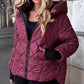 💜HOT SALE - 50% KORTING💜🧥 Trendy Gewatteerde Jas voor Dames – Diamantpatroon, Capuchon & Warme Katoenen Isolatie (Casual Winterstijl!)