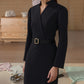 ✨ Elegante V-Hals Slim-Fit Jurk – Opstaande Kraag, Taille-Accent & Pencil Cut (Multifunctioneel Chique voor Elk Moment!)