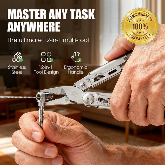 ✨ 12-in-1 Roestvrijstalen Opvouwbare Multitooltang – Alles-in-één Gadget, Duurzaam Staal & Compact Design (Perfect voor Outdoor & Thuis Reparaties!)
