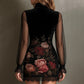 Mini-jurk met bloemenprint en transparante mouwen