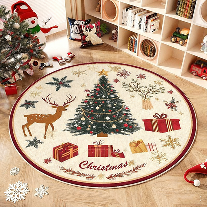 ✨ Feestelijk Rond Kerstboom Tapijt – Antislip, Gemakkelijk Schoonmaken & Warme Vloerbarrière (Kerstsfeer in Elke Kamer!)