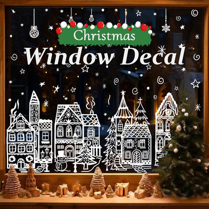 🖤Black Friday topper!✨ Kerstdorp Raamstickers Set – 78 Stuks Feestelijke Motieven, Statische Hechting & Dubbelzijdig Zichtbaar (Perfect voor Kerstdecoratie & Herbruikbaar!)