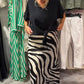 💘Valentijnsaanbieding: 50% Korting!🖤Dames Casual Set – Strik Blouse + Zebrastreep Midi-Rok | Comfortabel & Stijlvol!