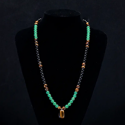 🎉Nieuwjaars Cadeau 50% KORTING!🌿Bohemian Natuursteen Kralenketting (Tijgeroog + Epidote) – Bohemian Chic & Alledaags Comfort: Perfect Voor Festivals/Uitstapjes!