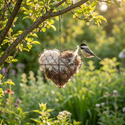 🎉Nieuwjaars Cadeau 50% KORTING!💖Handgemaakt Vogelnest Hart (IJzer + Nestmateriaal) – Tuindecoratie & Ondersteunt Vogels: Direct Op Te Hangen!
