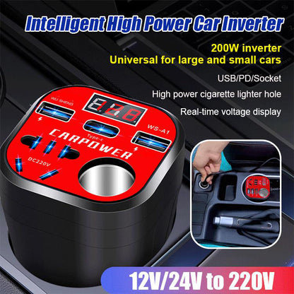 🎉Nieuwjaars Cadeau 50% KORTING!🚗Intelligente Auto-Omvormer (Bekerontwerp): 100W Supersnel Laden + 9-Voudige Veiligheid – Stabiel & Compatibel Met Alle Apparaten!