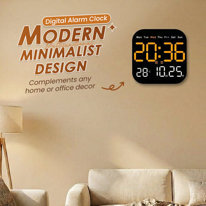 🌞Fris De Lente In Met 50% Korting!🕒Moderne Digitale Wandklok & Wekker - Groot LED-Display met Temperatuur & Datum - Minimalistisch Design - Inclusief Afstandsbediening