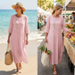 🌞Fris De Lente In Met 50% Korting!🌸Dames Casual Losvallende Midi-Jurk met Borduursel – Comfortabel & Elegant voor Zomer!