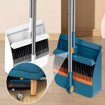 🌞Fris De Lente In Met 50% Korting!🧹 Staande Bezem & Stofblik Set – 180° Draaibaar & Zelfreinigend – Moeiteloos Schoonmaken zonder Gedoe!