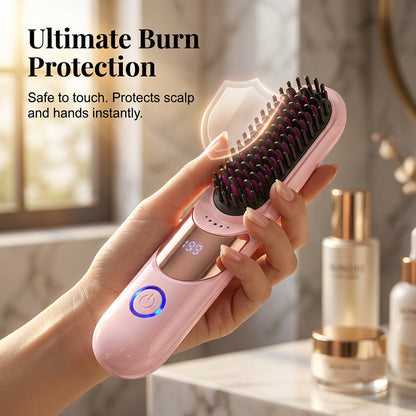 🌞Fris De Lente In Met 50% Korting!🔥Premium Draadloze Ionische Stijlborstel | Anti-Pluis, Snel Warm & Perfect voor Onderweg | Voor Zijdezacht Haar
