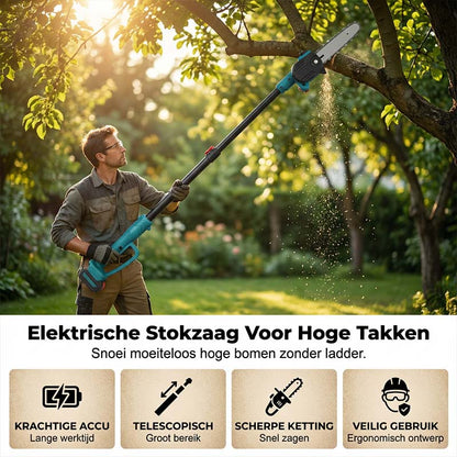 🌞Fris De Lente In Met 50% Korting!🔥2-in-1 Telescopische Accu Stokzaag & Handkettingzaag | Veilig Snoeien Zonder Ladder | 21V Draadloos