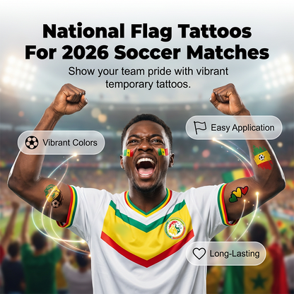 🌞Fris De Lente In Met 50% Korting!⚽WK 2026 Vlag Tattoos | Waterdichte Tijdelijke Voetbal Tattoos | Het Schone Alternatief voor Schmink (Gezicht & Lichaam)