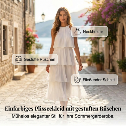 🌞Fris De Lente In Met 50% Korting!🔥Elegante Resortjurk: Vloeiende Neckholder-Zomerjurk Met Plooien