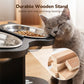 🌞Fris De Lente In Met 50% Korting!🐱Verhoogde Voerbak voor Katten met 3 RVS Bakjes | Ergonomische Houten Standaard (Anti-Slip) | Droogvoer, Natvoer & Water