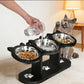 🌞Fris De Lente In Met 50% Korting!🐱Verhoogde Voerbak voor Katten met 3 RVS Bakjes | Ergonomische Houten Standaard (Anti-Slip) | Droogvoer, Natvoer & Water