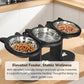 🌞Fris De Lente In Met 50% Korting!🐱Verhoogde Voerbak voor Katten met 3 RVS Bakjes | Ergonomische Houten Standaard (Anti-Slip) | Droogvoer, Natvoer & Water