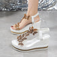 🌞Fris De Lente In Met 50% Korting!🦋Sleehak Sandalen met Glitter Vlinders | Elegante Platform Zomerschoenen met Parels | Comfortabele Pasvorm