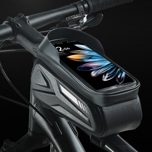 🌞Fris De Lente In Met 50% Korting!💧Waterdichte Fietstas voor op Frame | Telefoonhouder met Touchscreen & Zonneklep | Hard-Shell Bovenbuis Tas voor E-bike & MTB