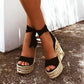 🌞Fris De Lente In Met 50% Korting!🌸Luxe Espadrille Wig Sandalen met Enkelveter - Stijlvol & Comfortabel