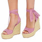 🌞Fris De Lente In Met 50% Korting!🌸Luxe Espadrille Wig Sandalen met Enkelveter - Stijlvol & Comfortabel