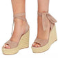 🌞Fris De Lente In Met 50% Korting!🌸Luxe Espadrille Wig Sandalen met Enkelveter - Stijlvol & Comfortabel