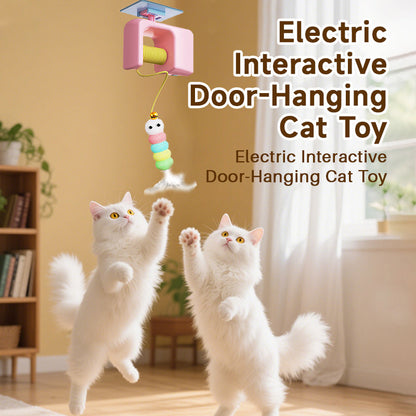 Electric Interactive Door-Hanging Cat Toy with Plush Strips
