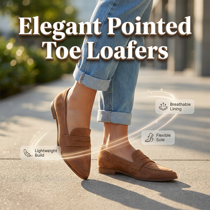 🌞Fris De Lente In Met 50% Korting!👣Luxe Dames Loafers met Puntneus - Klassieke Suède-look Flats - Comfortabele Pasvorm
