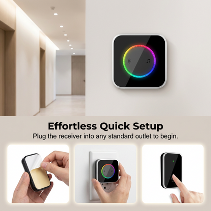 ❄️Zomerfresh 50% Korting!🔔Draadloze Deurbel met 7-Kleuren LED – Plug & Play Deurbel met 45 Melodieën, Volume-instelling en IP44 Zender