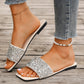 🌞Fris De Lente In Met 50% Korting!👡Glitter Slides voor Dames - Comfortabele Platte Sandalen met Bling - Anti-slip & Stijlvol - Voor Vakantie, Strand & Party