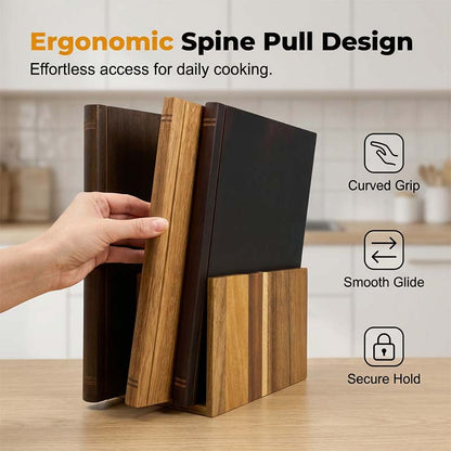 Book-Inspired Wooden Cutting Board Set