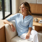 Women's Soloid Color Button Neck Casual Top