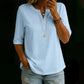 Women's Soloid Color Button Neck Casual Top
