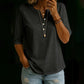 Women's Soloid Color Button Neck Casual Top