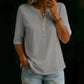 Women's Soloid Color Button Neck Casual Top
