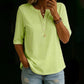 Women's Soloid Color Button Neck Casual Top
