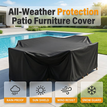 🎃Halloween-Aanbieding 50% korting!☔210D Waterdichte Tuinmeubelhoes – veilig passende hoes voor buiten tafel en stoelen