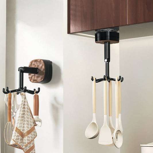 🌞Fris De Lente In Met 50% Korting!🍳360° Draaibare Keukenhaak zonder Boren – Ruimtebesparende Organizer voor Keukengerei en Kleine Spullen