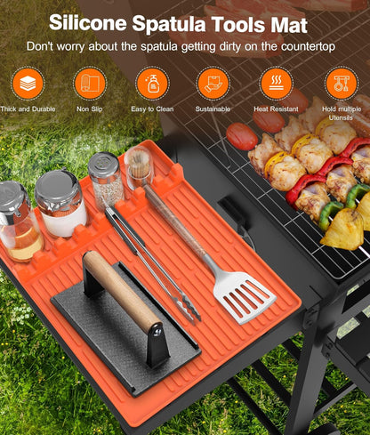 ❄️Zomerfresh 50% Korting! 🍖Siliconen Grillmat met Druppelopvang – Hittebestendige Gereedschapshouder voor Keuken & Barbecue