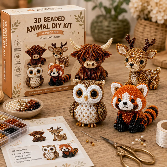 ❄️Zomerfresh 50% Korting!🐮3D Kralen Dieren DIY Set – Schattige Beginnersvriendelijke Knutselset voor Decoratie, Ontspanning & Cadeau