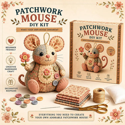 ❄️Zomerfresh 50% Korting!🐭DIY Patchwork Muis Naaiset – Complete Beginnersvriendelijke Knutselset met Stoffen, Vulling & Handleiding