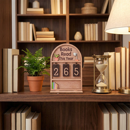❄️Zomerfresh 50% Korting!📚Houten “Boeken Gelezen Dit Jaar” Teller – Leesdoel Tracker en Boekenkast Decoratie voor Boekenliefhebbers