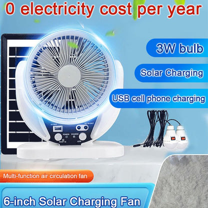 ❄️Zomerfresh 50% Korting!🌞4-in-1 Solar Campingventilator met LED-lamp – Oplaadbare Ventilator met Zonnepaneel, USB en Powerbankfunctie