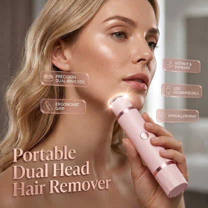❄️Zomerfresh 50% Korting!💗Draagbare 2-in-1 Haarverwijderaar met Dubbele Kop – Zacht, Precies & USB-Oplaadbaar voor Gezicht en Lichaam