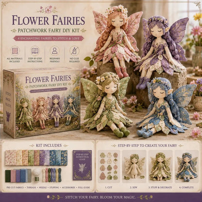 ❄️Zomerfresh 50% Korting!✨Feeën Patchwork DIY Naaiset – 4 Betoverende Figuren om Zelf te Maken, Beginnersvriendelijk vanaf 12 jaar