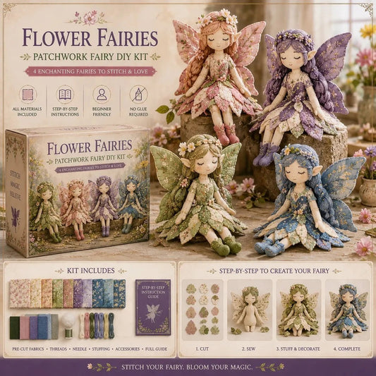 ❄️Zomerfresh 50% Korting!✨Feeën Patchwork DIY Naaiset – 4 Betoverende Figuren om Zelf te Maken, Beginnersvriendelijk vanaf 12 jaar