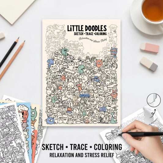🎃Halloween-Aanbieding 50% korting!🎨Little Doodles Creatief Kleurboek – 32 Uitscheurbare Pagina's Voor Schetsen, Overtrekken en kleuren
